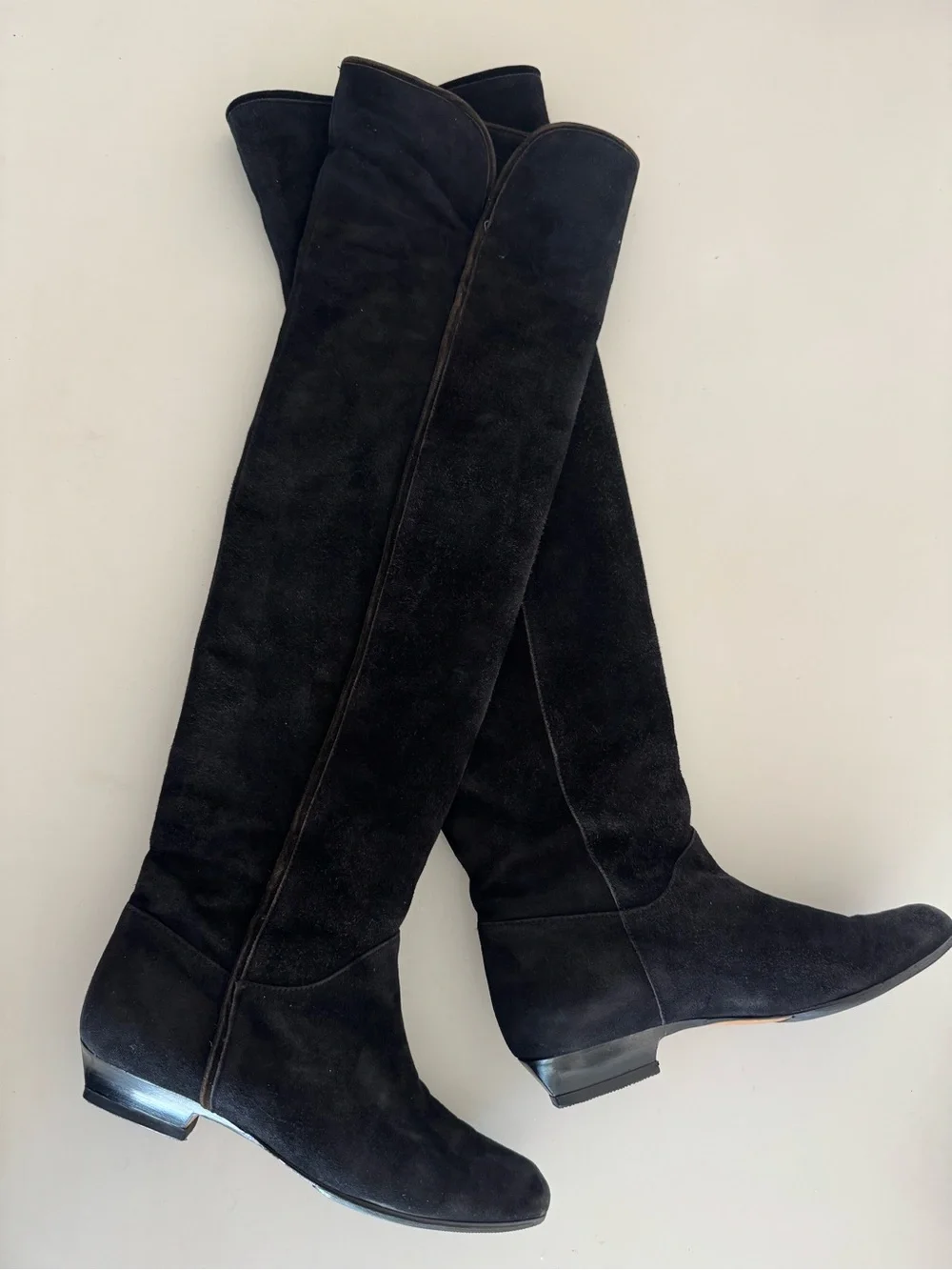 Vintage YSL Black Over-the-Knee Women's Suede Boots - sz 6